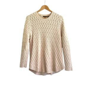 Jeanne Pierre Cotton Cream Basketweave Sweater Curved Hem XXL